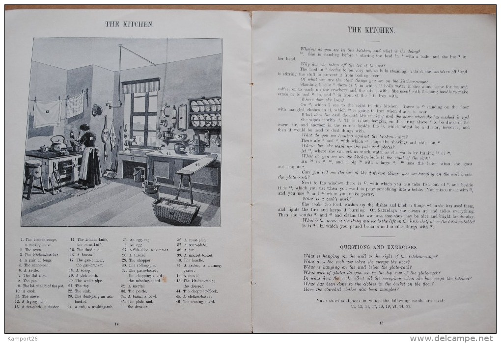 1913 Bildertafeln für den Unterricht im Englischen GOLDSCHMIDT Teaching English Anglais