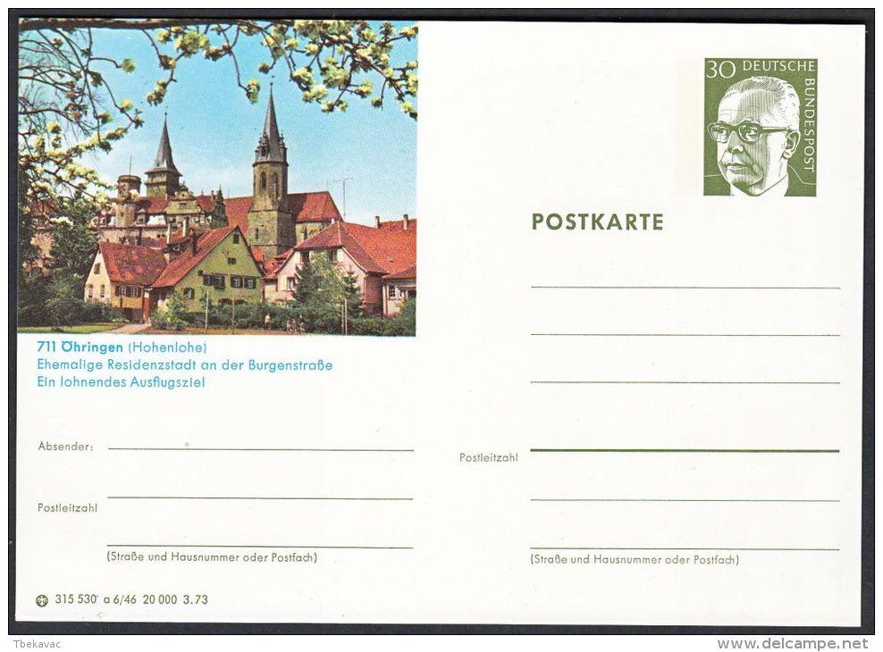 Germany 1973, Illustrated Postal Stationery "Öhringen", Ref.bbzg - Cartes Postales Illustrées - Neuves