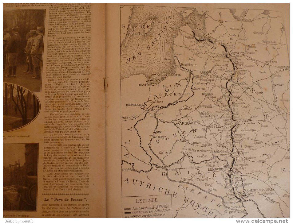 1916 LPDF: Le RAPIDE de CALAIS déraille; Frise-Dompière-Lihons;Karasouli;Dogandjé;BELGIQUE; Zeppelins bombardent PARIS..