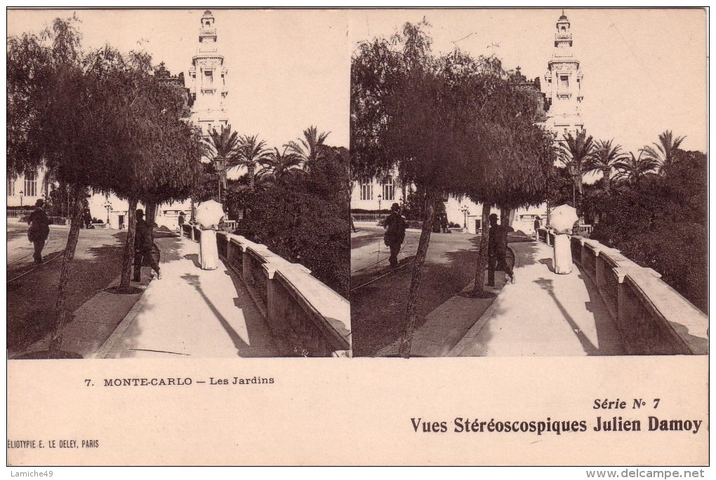 Vues Stéréoscopiques Julien Damoy N°7 MONTE CARLO ( Ombrelle ..)  Série 7 - Stereoscope Cards