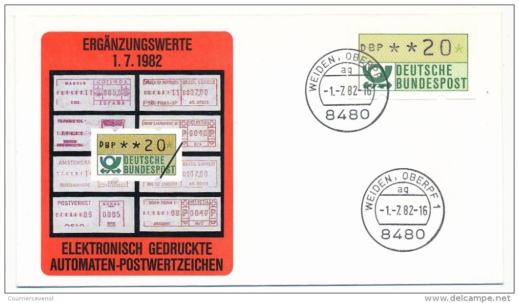 Allemagne - 7 FDC - Etiquettes de distributeurs, année 1982