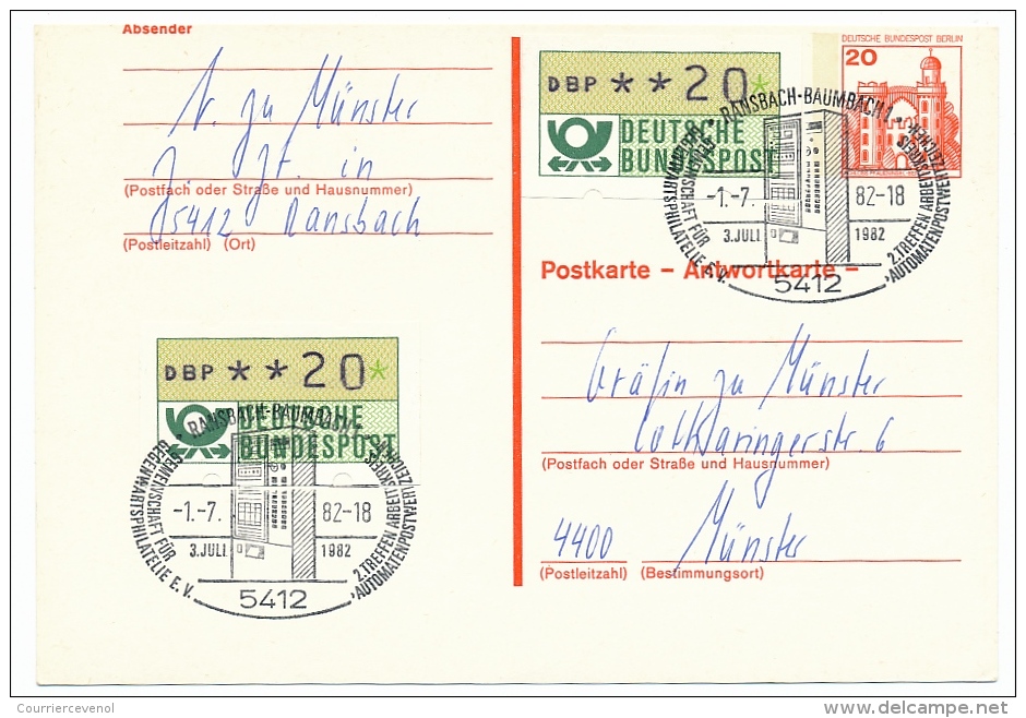 Allemagne - 6 CP (Entiers Postaux) Avec étiquettes De Distributeur En Complément D'affranchissement 1982 - Machine Labels [ATM]