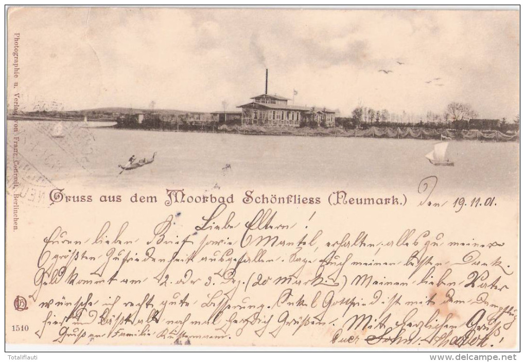 Gruss Aus Dem Moorbad Schönfliess Neumark Trzci&#324;sko Zdrój 15.11.1901 Gelaufen - Neumark
