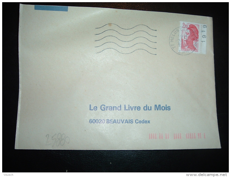 LETTRE TP LIBERTE DE GANDON 2,20F + BORD DE FEUILLE NUMERO 1919 OBL.MEC.24-1-1986 MELUN CENTRE DE TRI (77 SEINE ET MARNE - 1982-1990 Liberté De Gandon