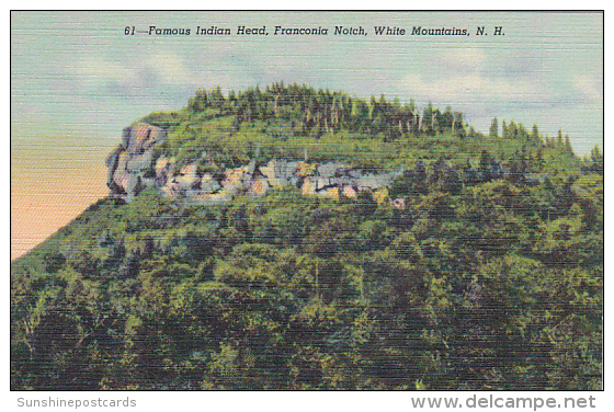 Famous Indian Head Franconia Notech White Mountains New Hampshire Curteich - White Mountains