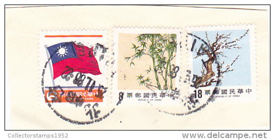 36 - CHINA REPUBLIC - REPUBBLICA DI CINA TAIWAN FORMOSA  FRAGMENT 3X STAMPS - Oblitérés