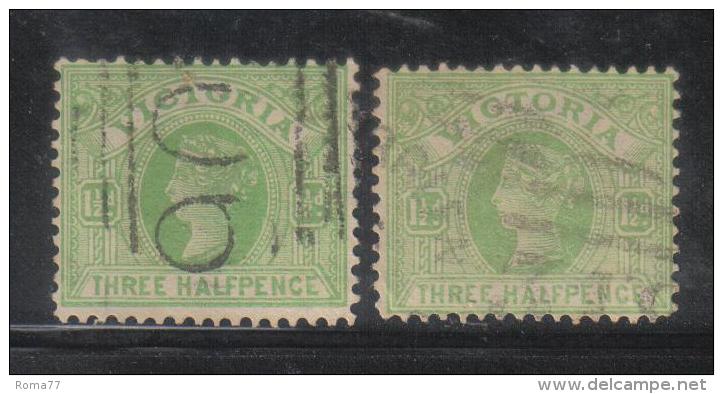 W1810 - VICTORIA , Yvert N. 103 Due Pezzi : Filigrana Una Rivolta A Dx E L'altra A Sx - Used Stamps