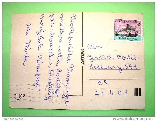 Slovakia 1997 Postcard "Greetings - Candles" To Czech Rep. - Ice Skating - Covers & Documents