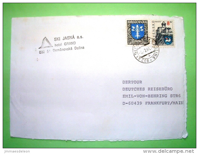 Slovakia 1997 Cover To Germany - Dubnica Arms Oak - Trencin Castle And Arms Sheep - Lettres & Documents