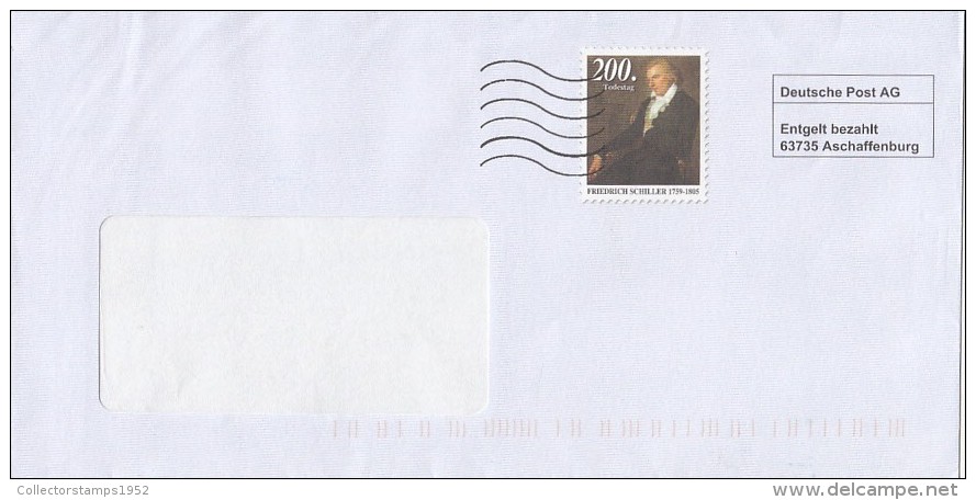 106FM- FRIEDRICH SCHILLER, COVER STATIONERY, ENTIER POSTAUX, GERMANY - Umschläge - Gebraucht