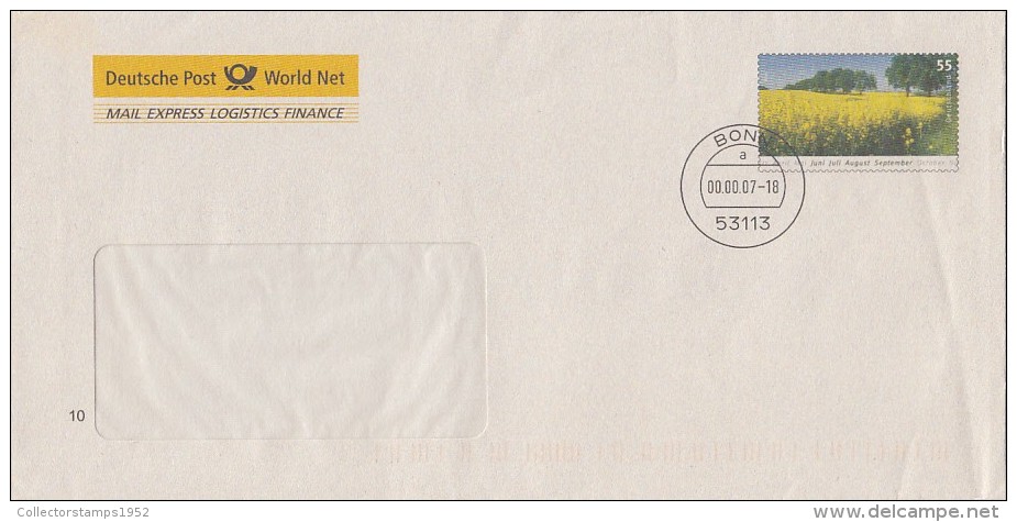 116FM- COLZA FIELD, COVER STATIONERY, ENTIER POSTAUX, 2007, GERMANY - Umschläge - Gebraucht