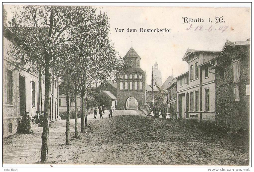 RIBNITZ Mecklenburg Vor Dem Rostocker Tor Belebt 12.6.1907 TOP-Erhaltung - Ribnitz-Damgarten