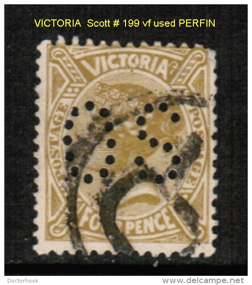 VICTORIA    Scott  # 199  VF USED PERFIN OFFICIAL - Used Stamps