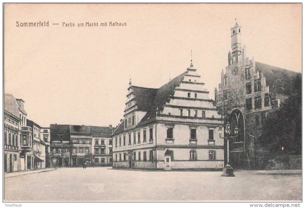 SOMMERFELD Neumark Partie Am Markt Mit Rathaus Salz Niederlage Lubsko Ungelaufen - Neumark