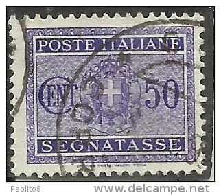 ITALIA REGNO ITALY KINGDOM 1934 SEGNATASSE TAXES POSTAGE DUE TASSE STEMMA CON FASCI COAT OF ARMS CENT. 50 USATO USED - Taxe