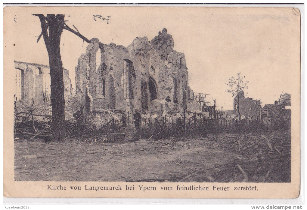 LANGEMARK : Kirche Vom Feindlichen Feuer Zerstört - Langemark-Poelkapelle