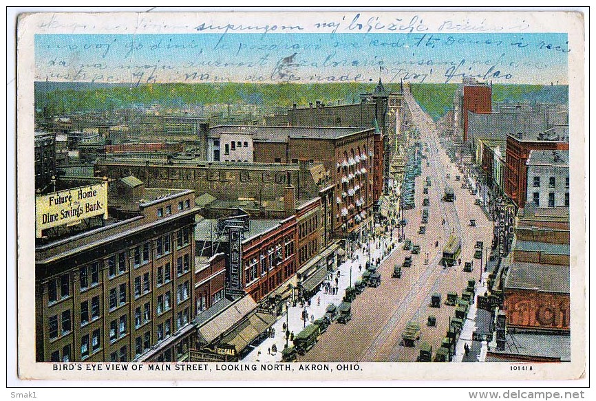 AK OHIO AKRON  BIRD'S EYE VIEW OF MAIN STREET  FUTURE HOME  ALTE POSTKARTEN 1928 - Akron