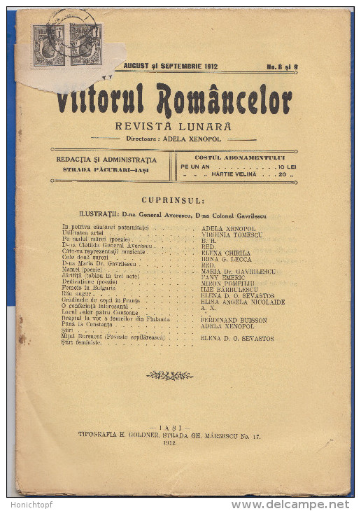 Rumänien; Wrapper 1912; Michel 220; Revista Viitorul Romancelor Nr. 8/9; 24 Seiten; Romania - Storia Postale