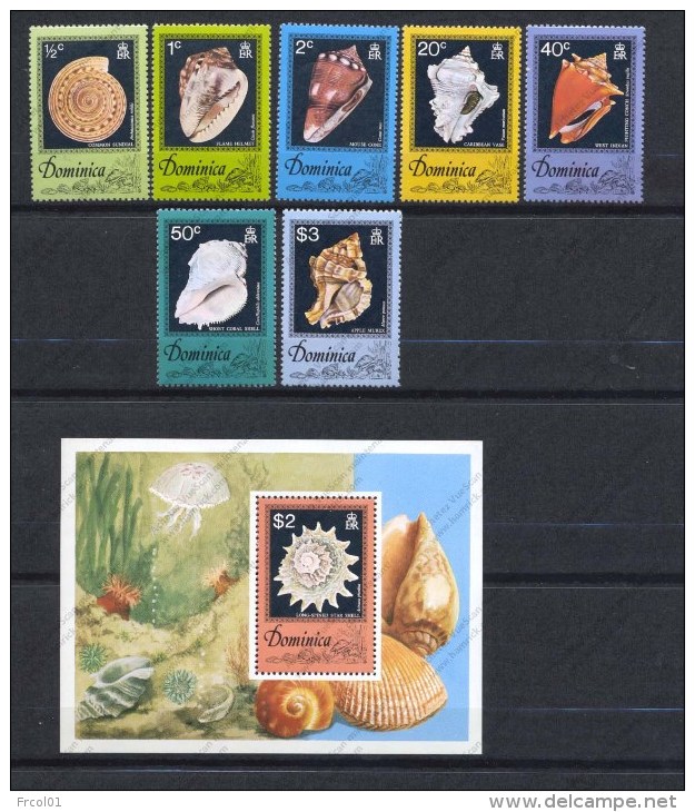 Dominica, Yvert 505/511+BF41, Scott 513/519+520, MNH - Dominique (...-1978)