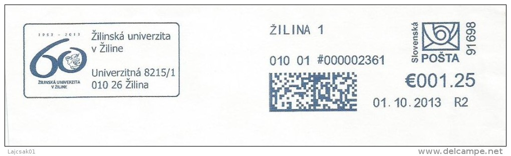 A5 Slovakia 2013. Machine Stamp Atm Label Cut Fragment UNIVERSITY ZILINA - Briefe U. Dokumente