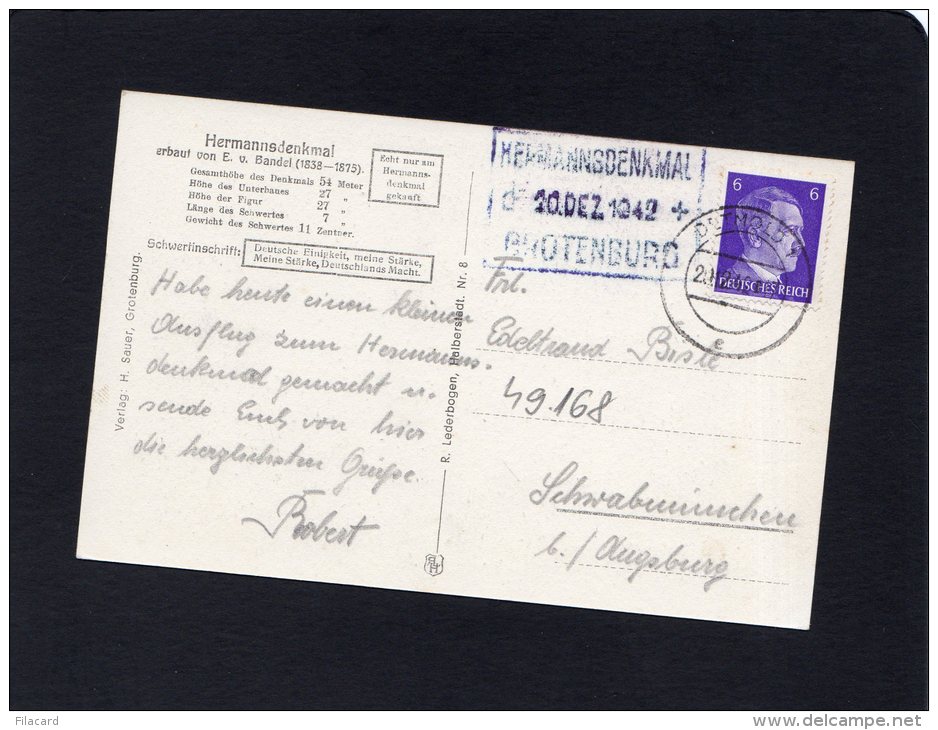 49168   Germania,  Teotoburger  Wald,  Hermanns-Denkmal,  VG  1942 - Detmold