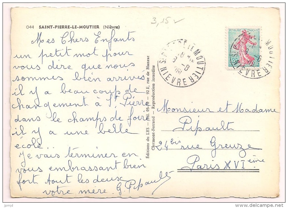 58 - SAINT-PIERRE-LE-MOUTIER (Nièvre) - Multi-vues - Ed. Du LYS N° 044 - 1961 - Saint Pierre Le Moutier