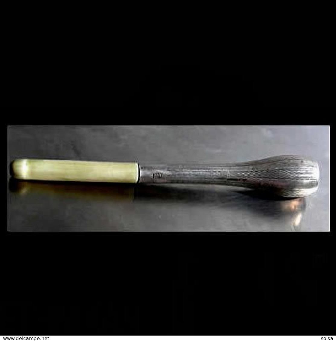 -Ancienne Pipe Fume-cigarette Argent Art Déco Hongrois  Old Art Deco Silver And Bone Pipe  Cigarette-holder From Hungary - Zigarettenhalter U. -spitzen