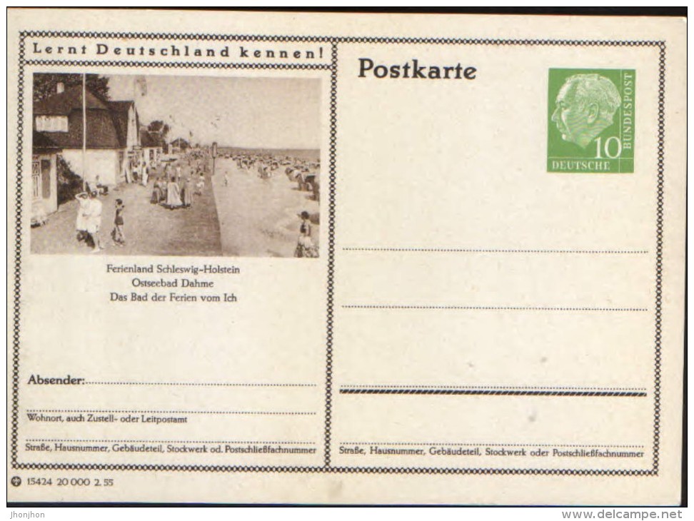 Germany/ Federal Republic- Stationery Postacard Unused - P24 Heuss Type I - Schleswig Holstein Ostseebad Dahme - Postcards - Mint