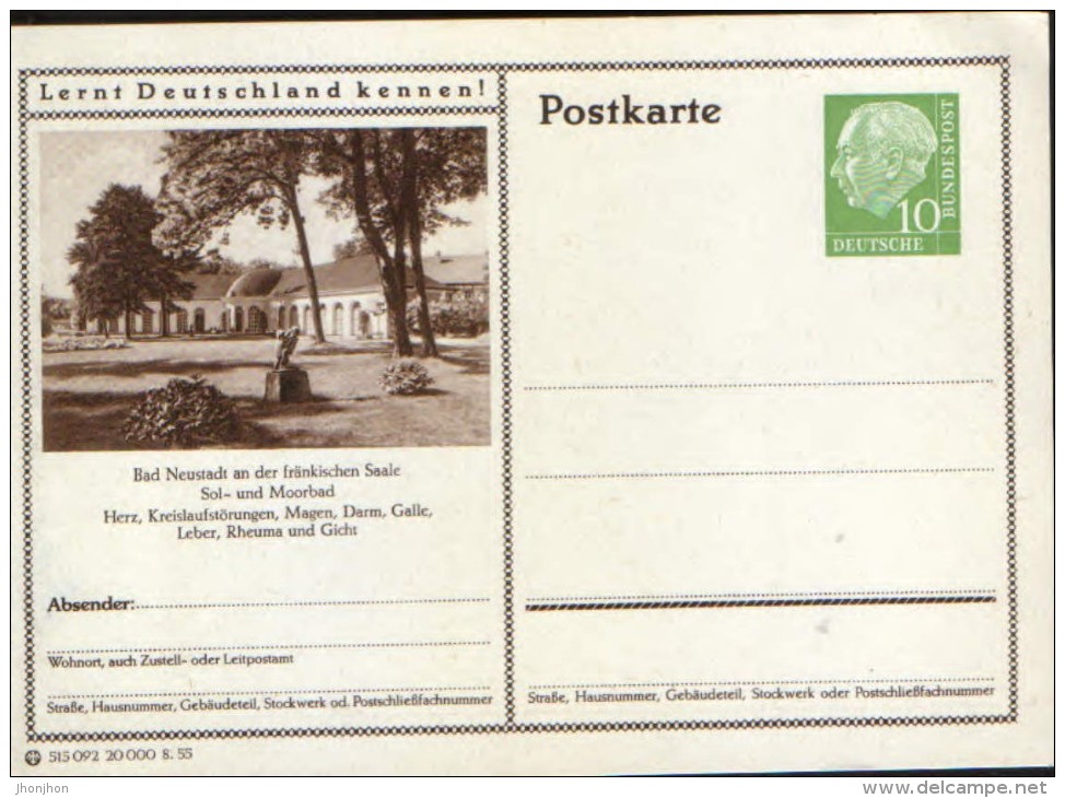 Germany/ Federal Republic- Stationery Postacard Unused - P24 Heuss Type I - Bad Neustadt - Postcards - Mint