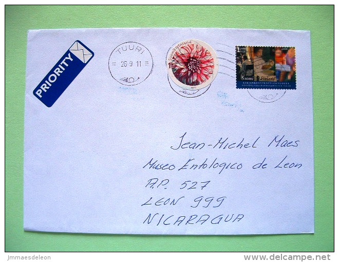 Finland 2011 Cover To Nicaragua - Flower - Round Stamp - Lettres & Documents