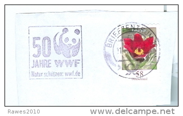 BRD BZ 10 MWST 2012 50 Jahre WWF Pandabär Mi. 2971 Blume Kuhschelle Briefausschnitt - Storia Postale