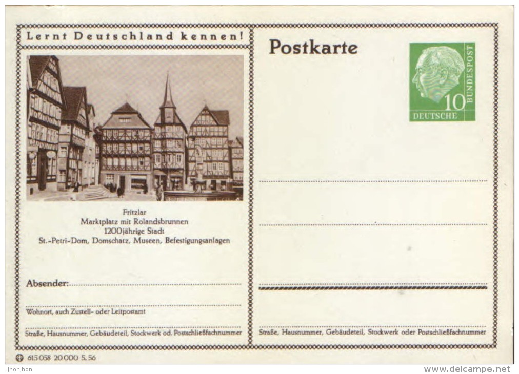 Germany/Federal Republic - Stationery Postcard Unused - P24 - Fritzlar,Markplatz Mit Rolandsbrunnen - Postcards - Mint