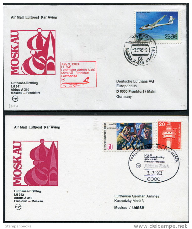 1983 Russia Germany Moscow - Frankfurt - Moscow Lufthansa First Flight Erstflug (2) - Lettres & Documents