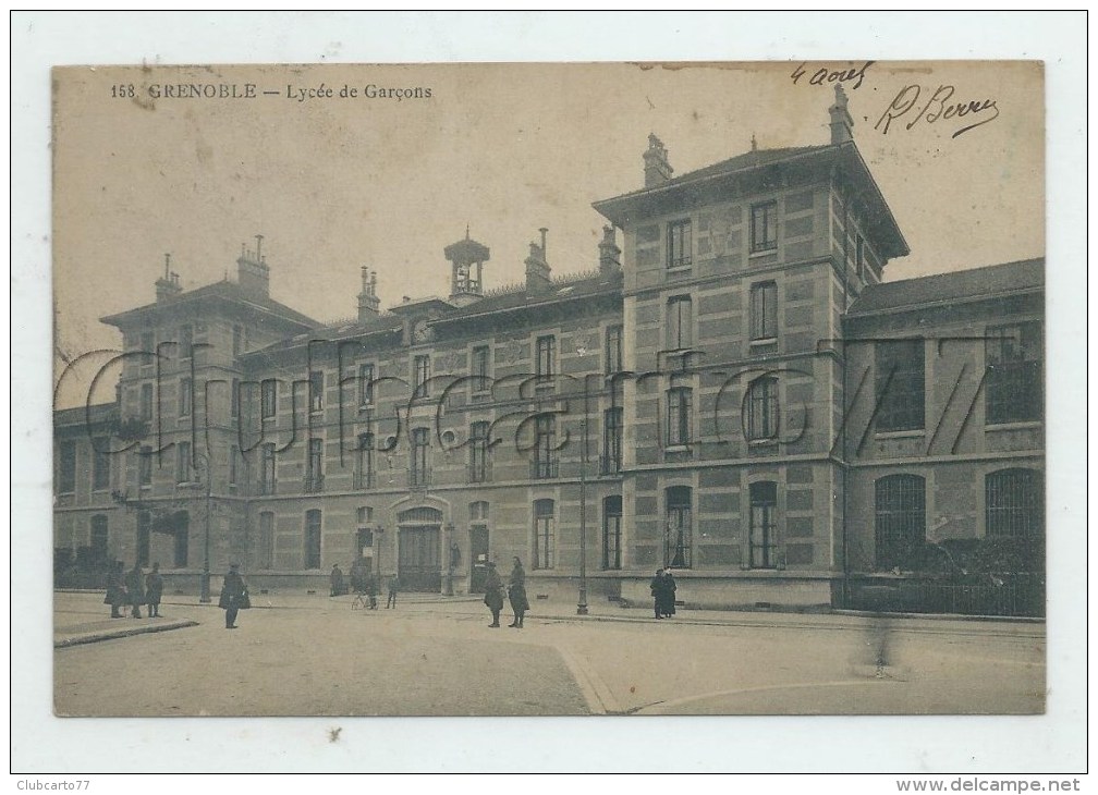 Grenoble (38) : Le Lycée De Garçons En 1915 (animé) PF+ Oblitération De L´Hôpital Temporaire Annexe Lycée. - Herbeys