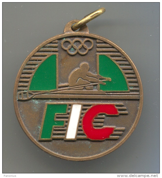 Rowing, Kayak, Canoe - Italy, Italia, FIC, Vintage Pin, Badge, Medal - Aviron