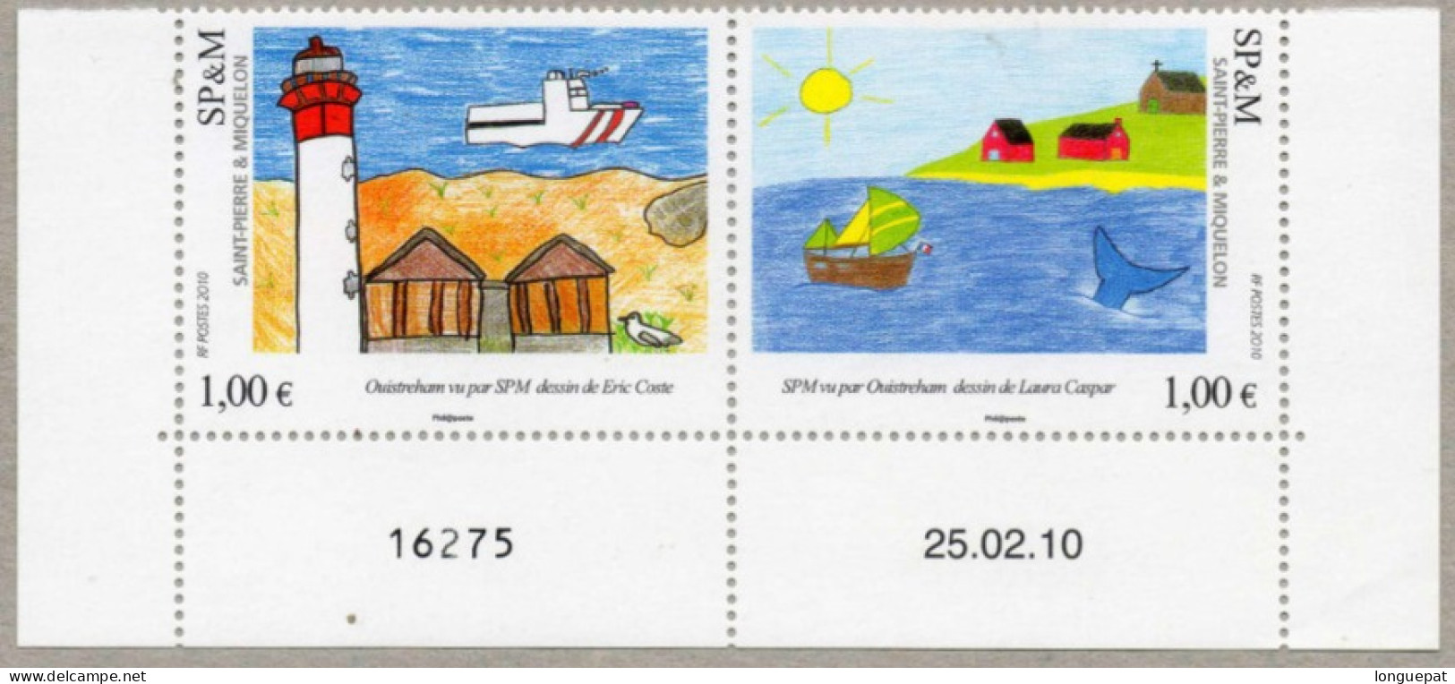 SAINT-PIERRE Et M. : Art - Dessin D'enfants : Regards Croisés ("Ouistreham Vu Par SPM" Et " SPM Vu Par Ouistreham" - Unused Stamps