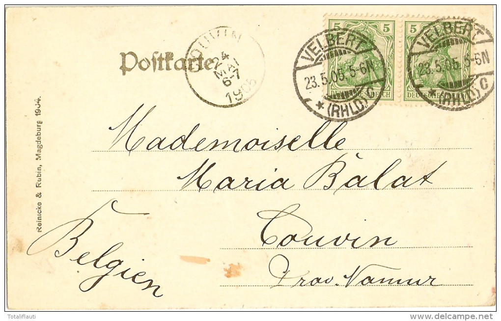 VELBERT Untere Friedrichstrasse Strassenbahn Belebt Geschäfte 23.5.1905 Gelaufen - Velbert