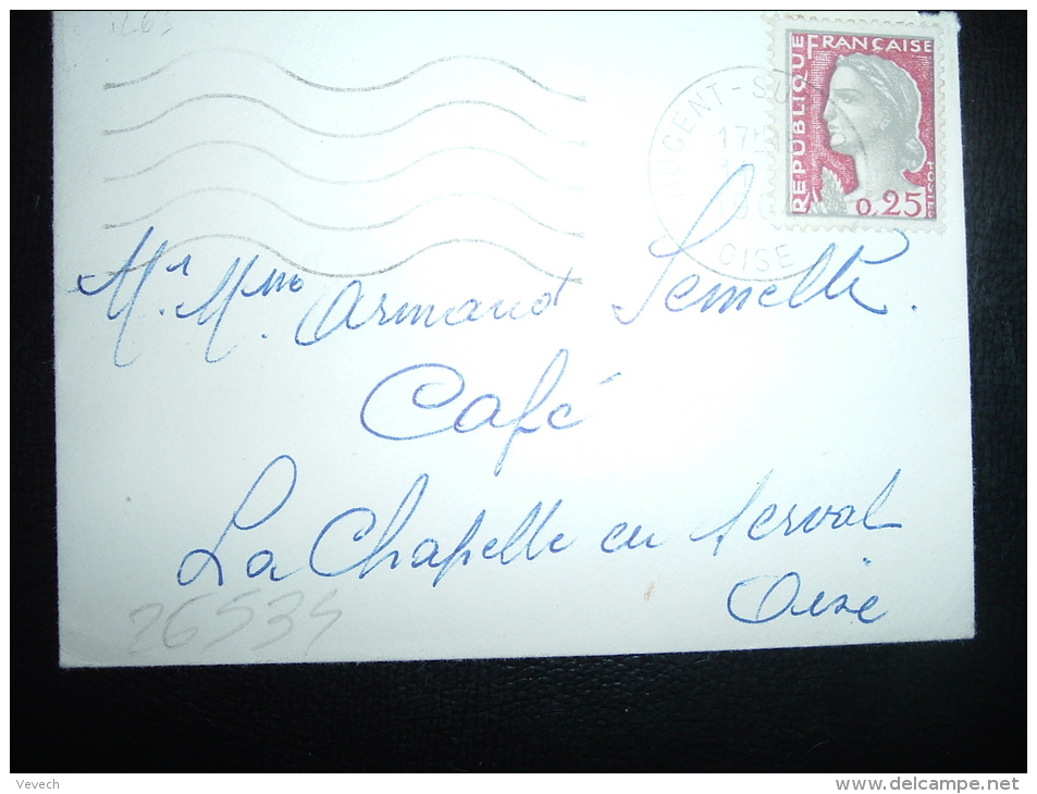 LETTRE MIGNONNETTE TP MARIANNE DE DECARIS 0,25F OBL.MEC. 11-?-1964 NOGENT SUR OISE (60 OISE) - 1960 Marianne Van Decaris