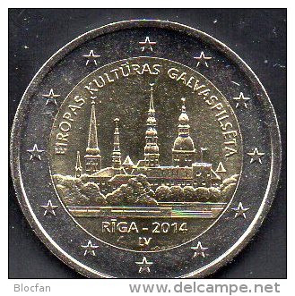 Sondermünze Europa Kultur-Hauptstadt Riga Stadt-Architektur Latvija 2014 Stg.12€ Münze Lettland Mzz.LV 2€ Coin Of,Latvia - Latvia