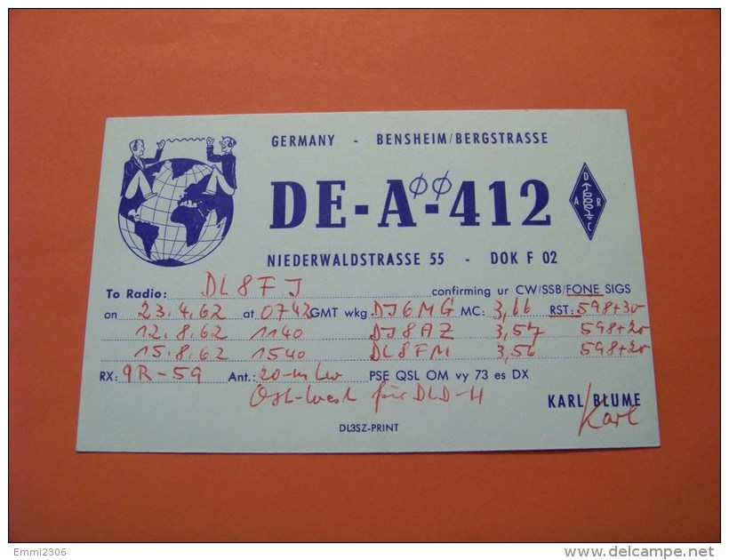 Germany    QSL   Karte      Radio  23.4.62     ( 14 ) - Radio