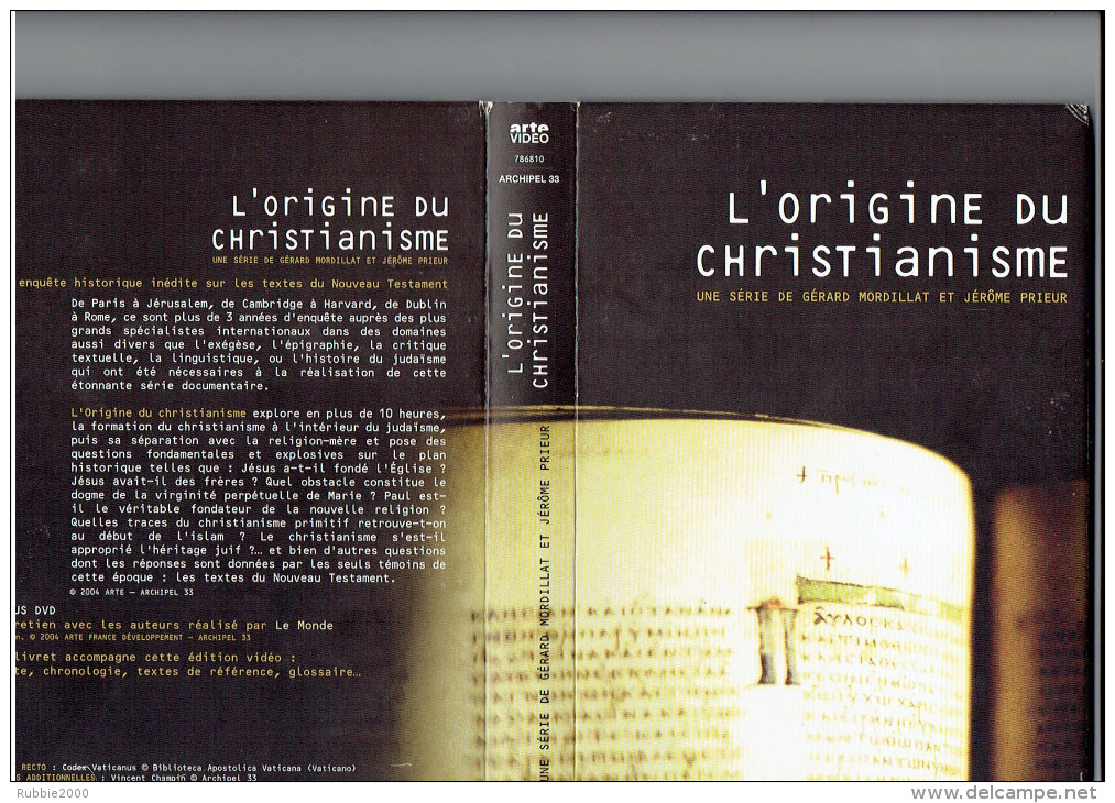 L ORIGINE DU CHRISTIANISME DE GERARD MORDILLAT ET JEROME PRIEUR COFFRET 4 DVD ET LIVRET - Dokumentarfilme