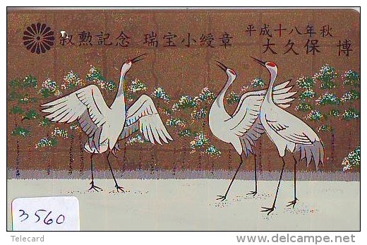 Telecarte Japon OISEAU (3560)  GRUE - Couple En Parade Sur HOKKAIDO * CRANE BIRD Japan Phonecard * KRANICH Vogel TK - Gallinaceans & Pheasants