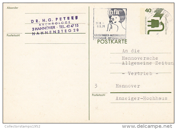 3257- WORK PROTECTION, POSTCARD STATIONERY, 1974, GERMANY - Illustrated Postcards - Used