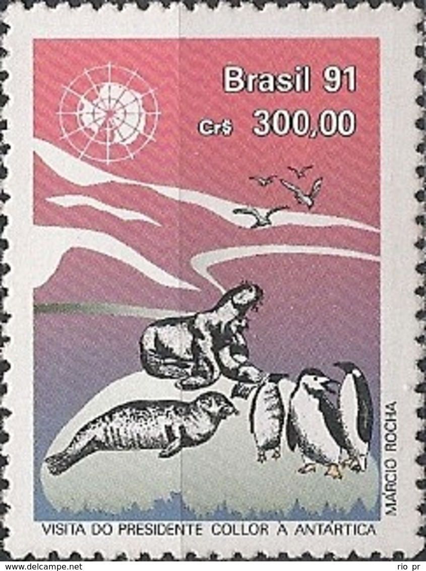 BRAZIL - VISIT BY PRESIDENT FERNANDO COLLOR TO ANTARCTICA 1991 - MNH - Antarktischen Tierwelt