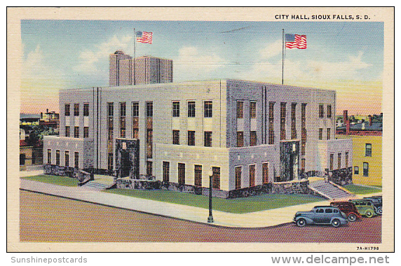 City Hall Sioux Falls South Dakota Curteich 1951 - Sioux Falls