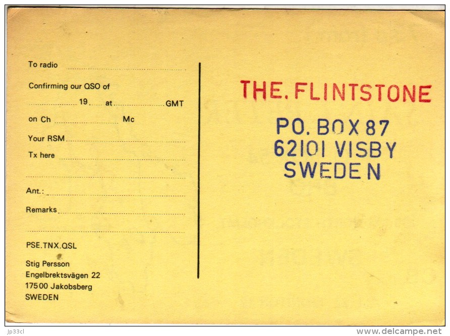 The Saint (Simon Templar) On An Old QSL Card From Stig Persson, Engelbrektsvägen, Jakobsberg, Sweden - Year 1970 - CB