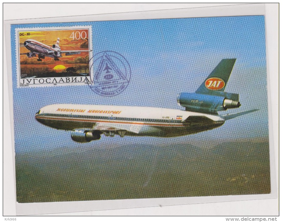 YUGOSLAVIA, Airmail 1987   MAXIMUM CARD - Maximumkarten