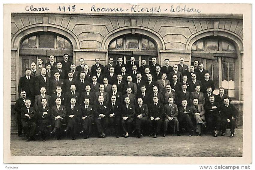 Depts Divers- Loire - Ref T124  - Carte Photo Roanne - Riorges - Le Coteau - Classe 1918 - Souvenir Des 40 Ans ( Texte ) - Riorges