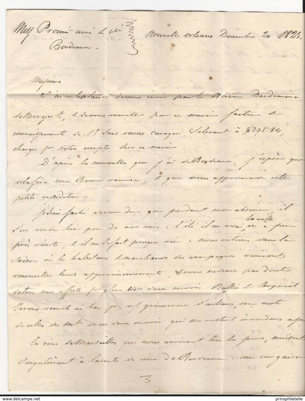 LETTRE DE LA NOUVELLE ORLEANS 1829 AVEC MARQUE D'ENTREE COLONIE PAR LE HAVRE ROUGE ; FRANCE COVER  USA NEW - …-1845 Prefilatelia