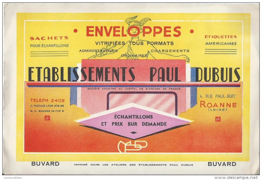 Etablissements Paul DUBUIS/ Enveloppes Vitrifiées Tous Formats /ROANNE/Loire  /Vers 1950     BUV182 - Papeterie